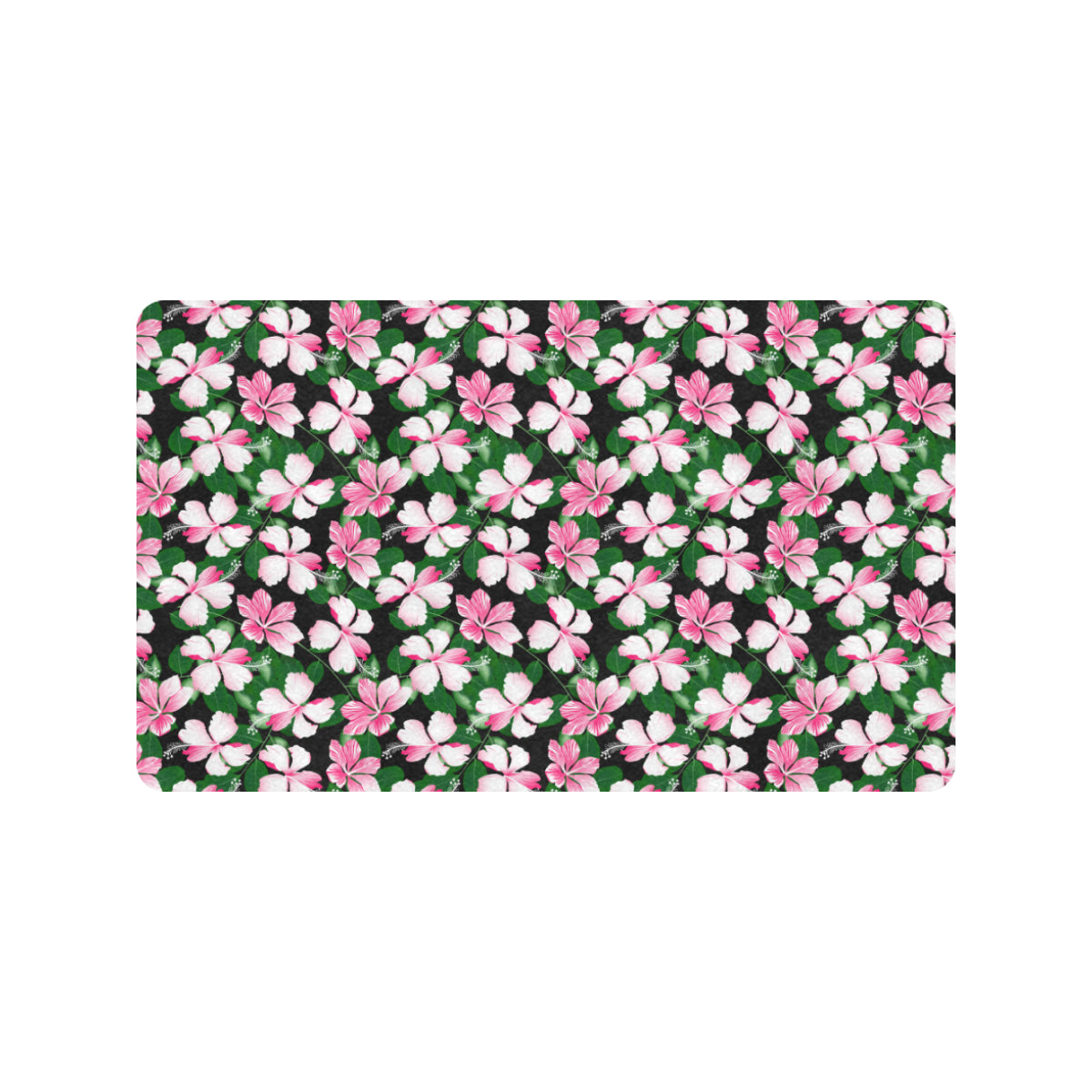 Hibiscus Pink Flower Hawaiian Print Rubber Doormat