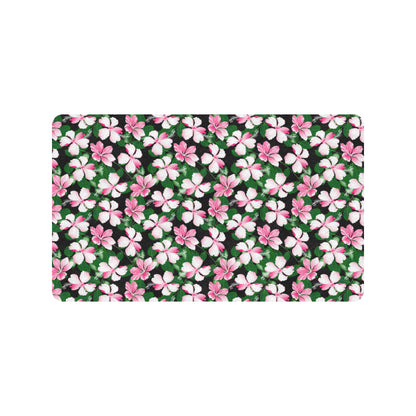 Hibiscus Pink Flower Hawaiian Print Rubber Doormat