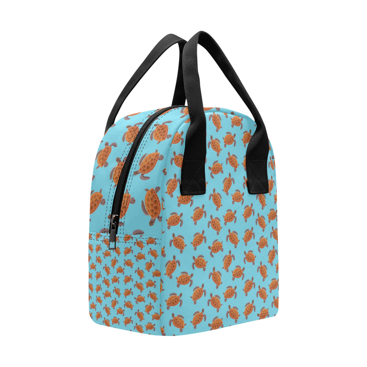 Brow Sea Turtle Print Pattern Insulated Lunch Bag