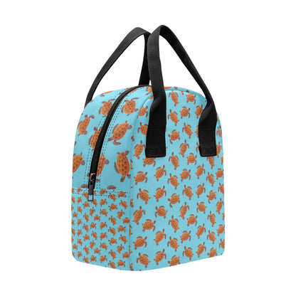 Brow Sea Turtle Print Pattern Insulated Lunch Bag