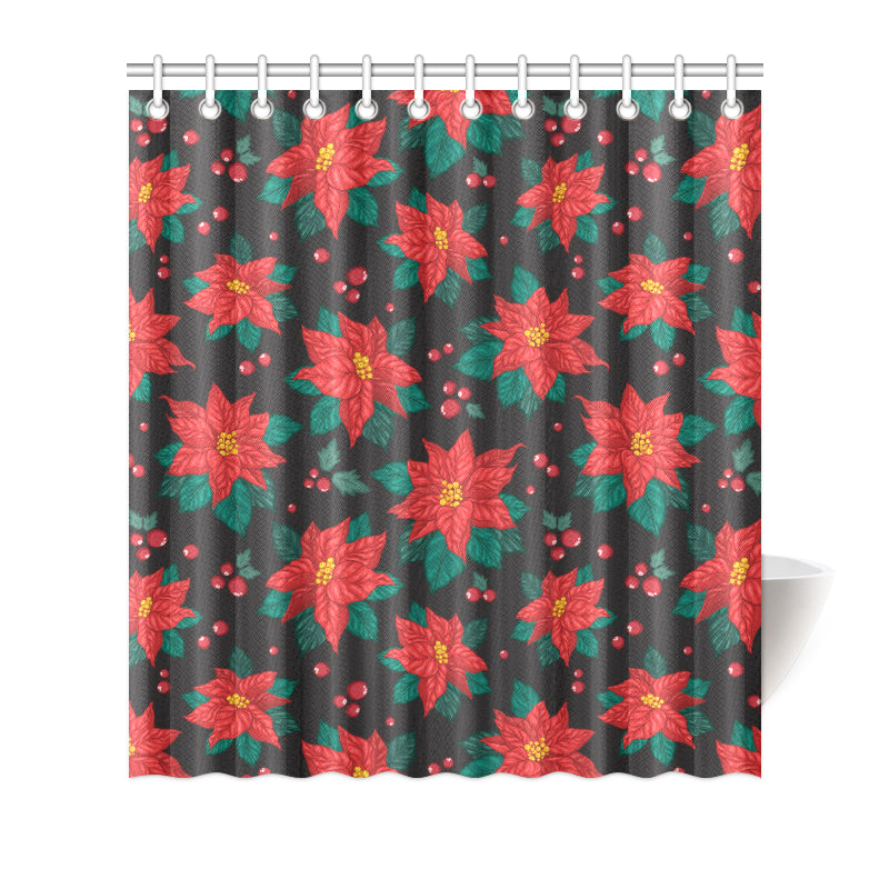 Poinsettia Pattern Print Design POT07 Shower Curtain