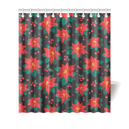 Poinsettia Pattern Print Design POT07 Shower Curtain