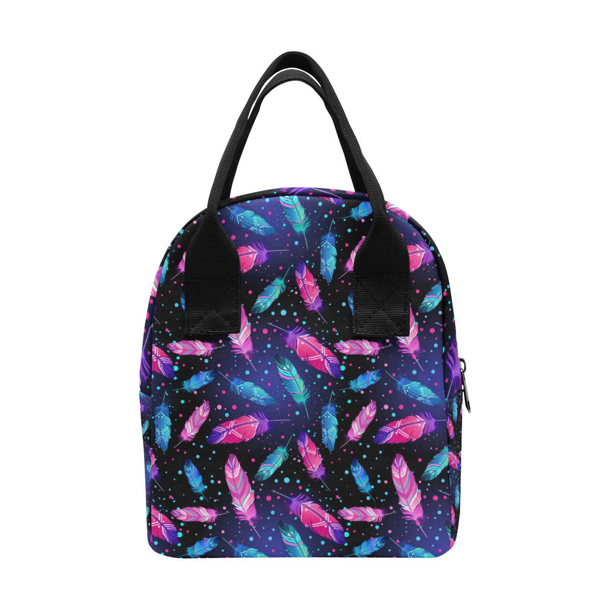 Feather Colorful Boho Design Print Insulated Lunch Bag
