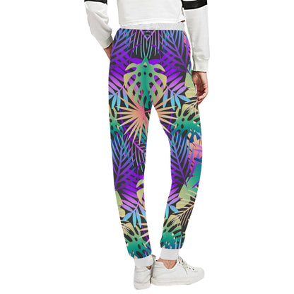 Neon Flower Tropical Palm Leaves Unisex Sweatpants
