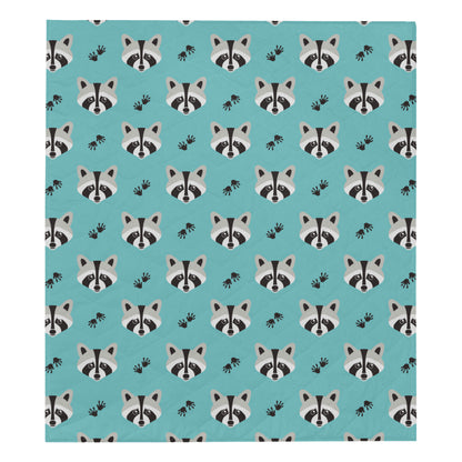 Raccoon Pattern Print Design A01 Premium Quilt