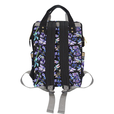 Lavender Dragonfly Pattern Print Design LV03 Diaper Bag Backpack