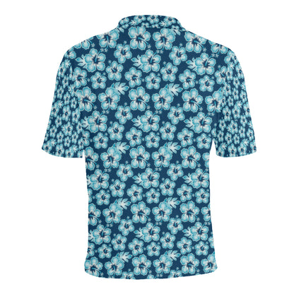 Hibiscus Flower Hawaiian Themed Men Polo Shirt