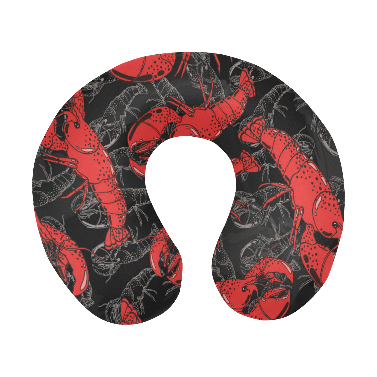 Lobster Pattern Print Design 04 U-Shaped Travel Neck Pillow