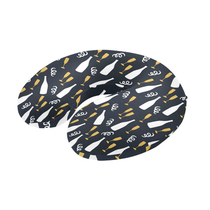 Champagne Pattern Print Design 01 U-Shaped Travel Neck Pillow