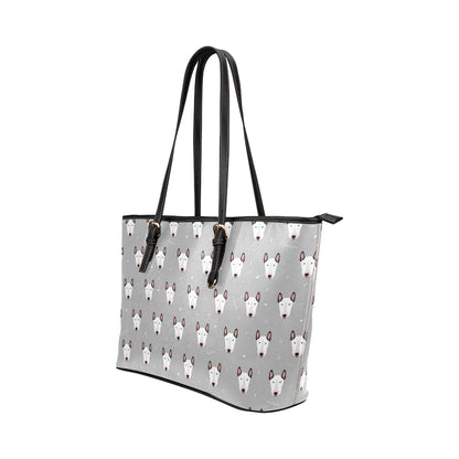 Bull Terrier Head Print Pattern Leather Tote Bag