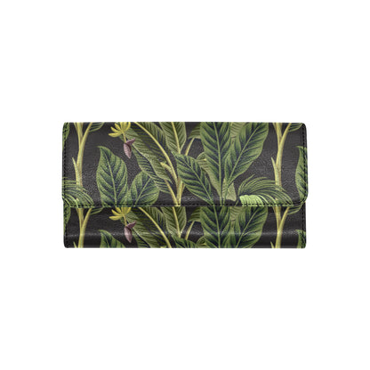 Banana Leaf Pattern Print Design BL04 Women's Trifold Wallet