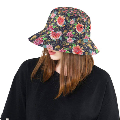 Dahlia Pattern Print Design DH02 Unisex Bucket Hat