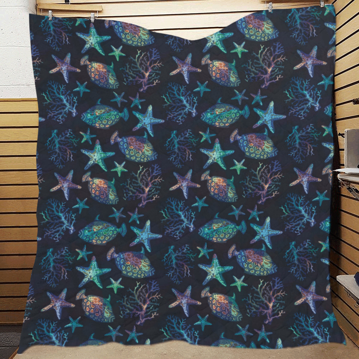 Starfish Pattern Print Design 01 Premium Quilt