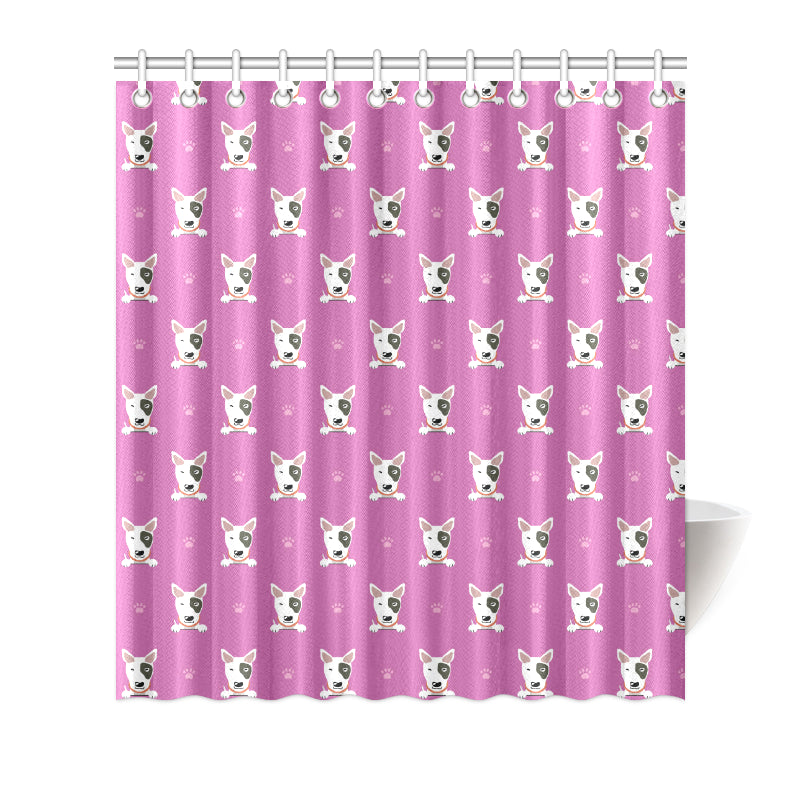 Bull Terrier Happy Print Pattern Shower Curtain