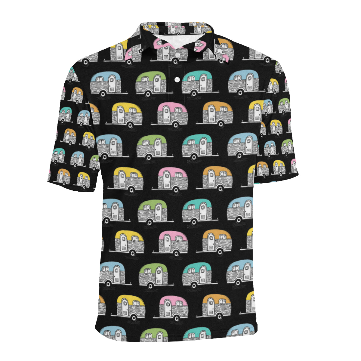 Camper Pattern Camping Themed No 2 Print Men Polo Shirt