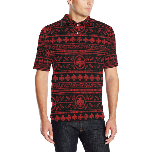 Native American Eagle Themed Print Men Polo Shirt