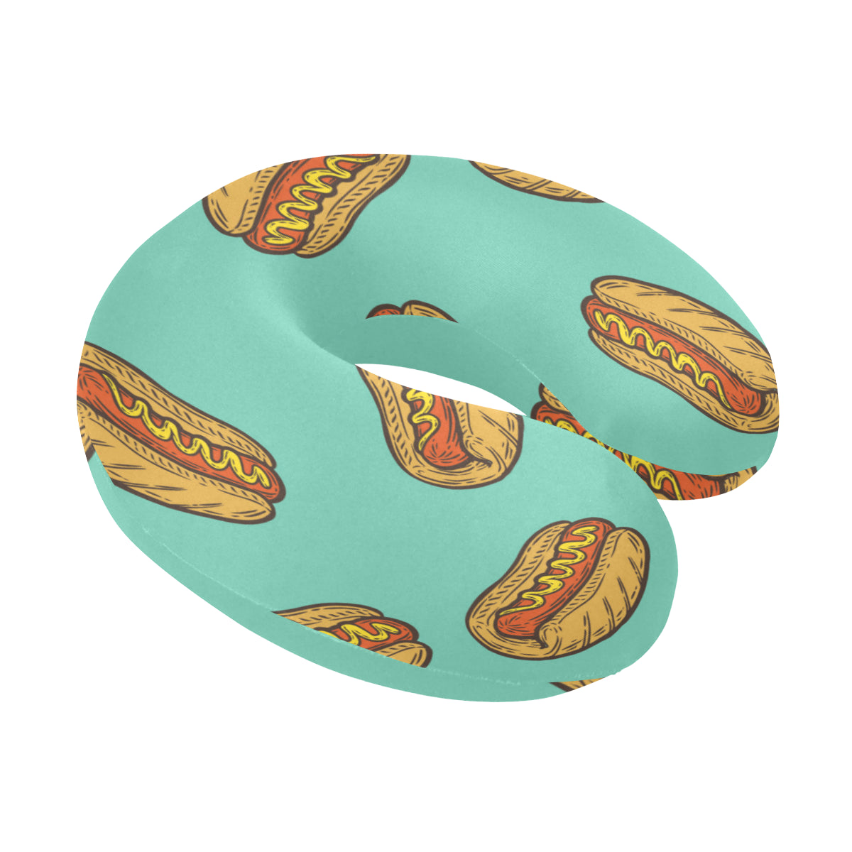 Hot Dog Pattern Print Design 04 U-Shaped Travel Neck Pillow