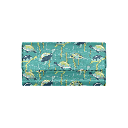 Sea Turtle Pattern Print Design T08 Women's Trifold Wallet