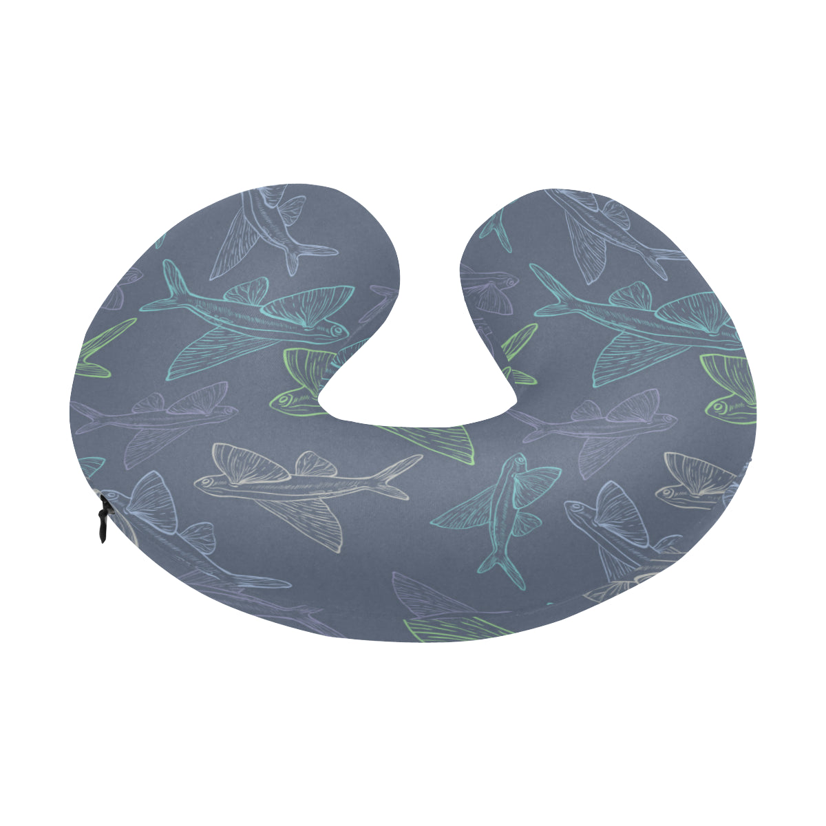 Flying Fish Pattern Print Design 02 U-Shaped Travel Neck Pillow