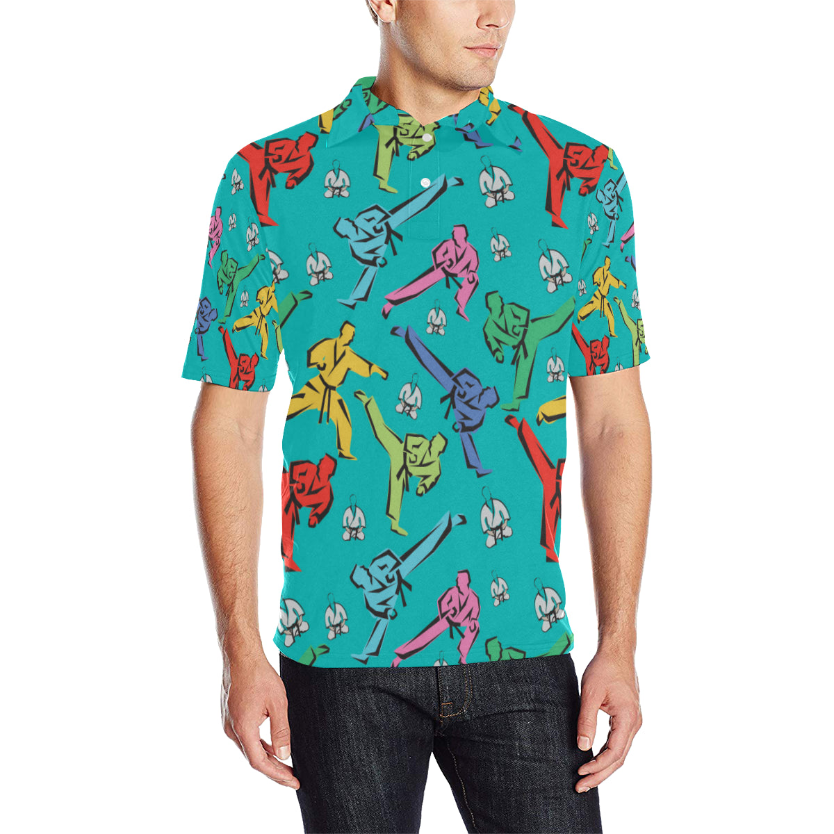 Judo Pattern Print Design 01 Men Polo Shirt