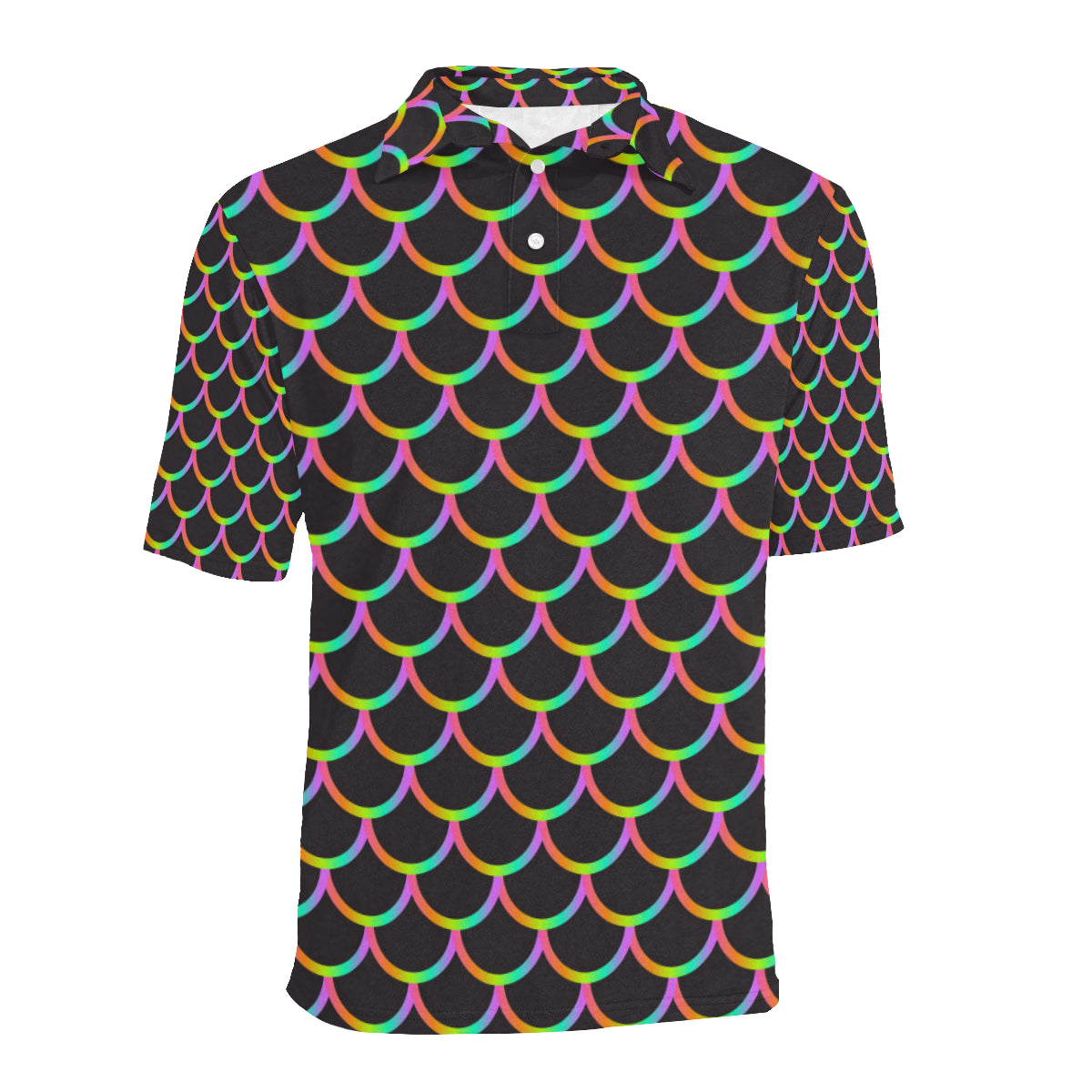 Mermaid Tail Rainbow Design Print Men Polo Shirt