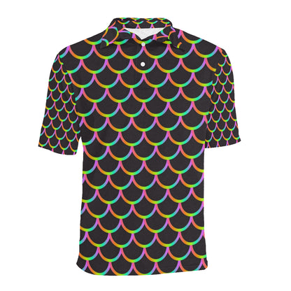 Mermaid Tail Rainbow Design Print Men Polo Shirt