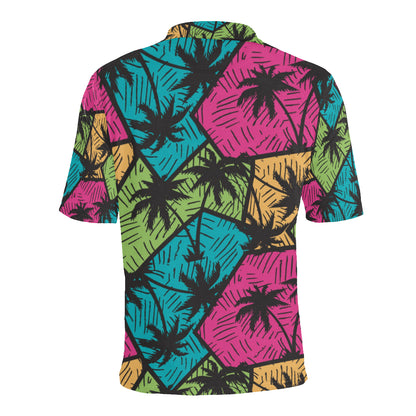 Palm Tree Pattern Print Design PT09 Men Polo Shirt