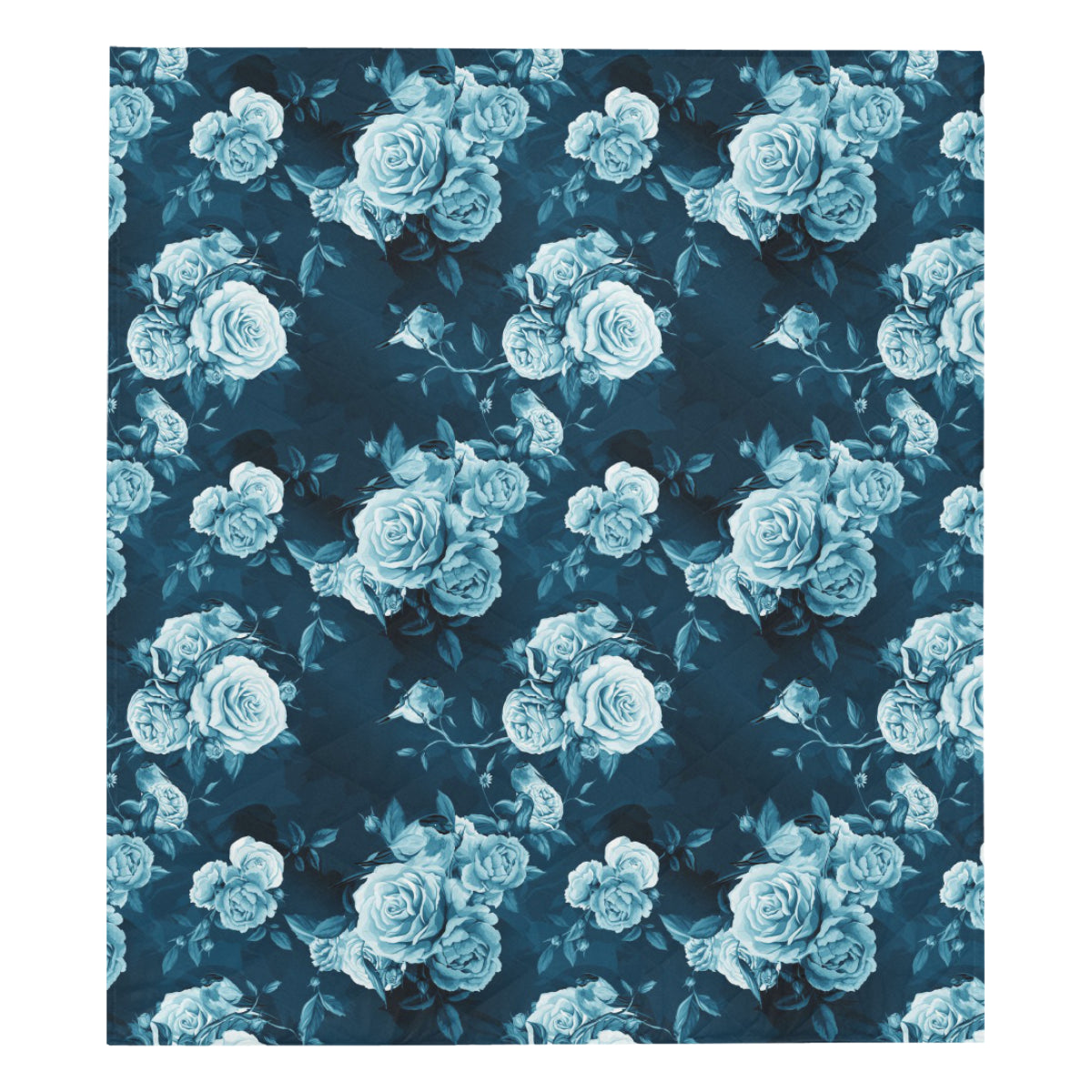 Rose Blue Pattern Print Design RO014 Premium Quilt