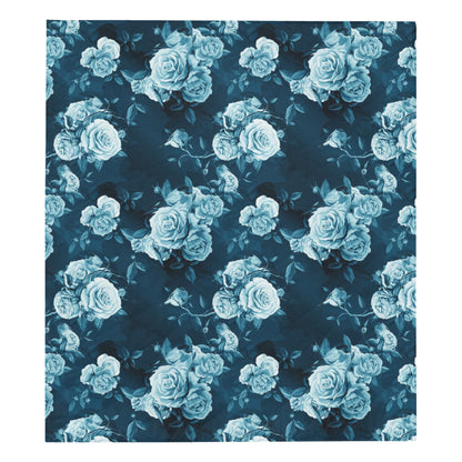 Rose Blue Pattern Print Design RO014 Premium Quilt