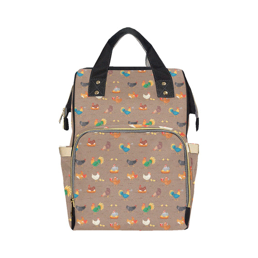 Chicken Happy Print Pattern Diaper Bag Backpack