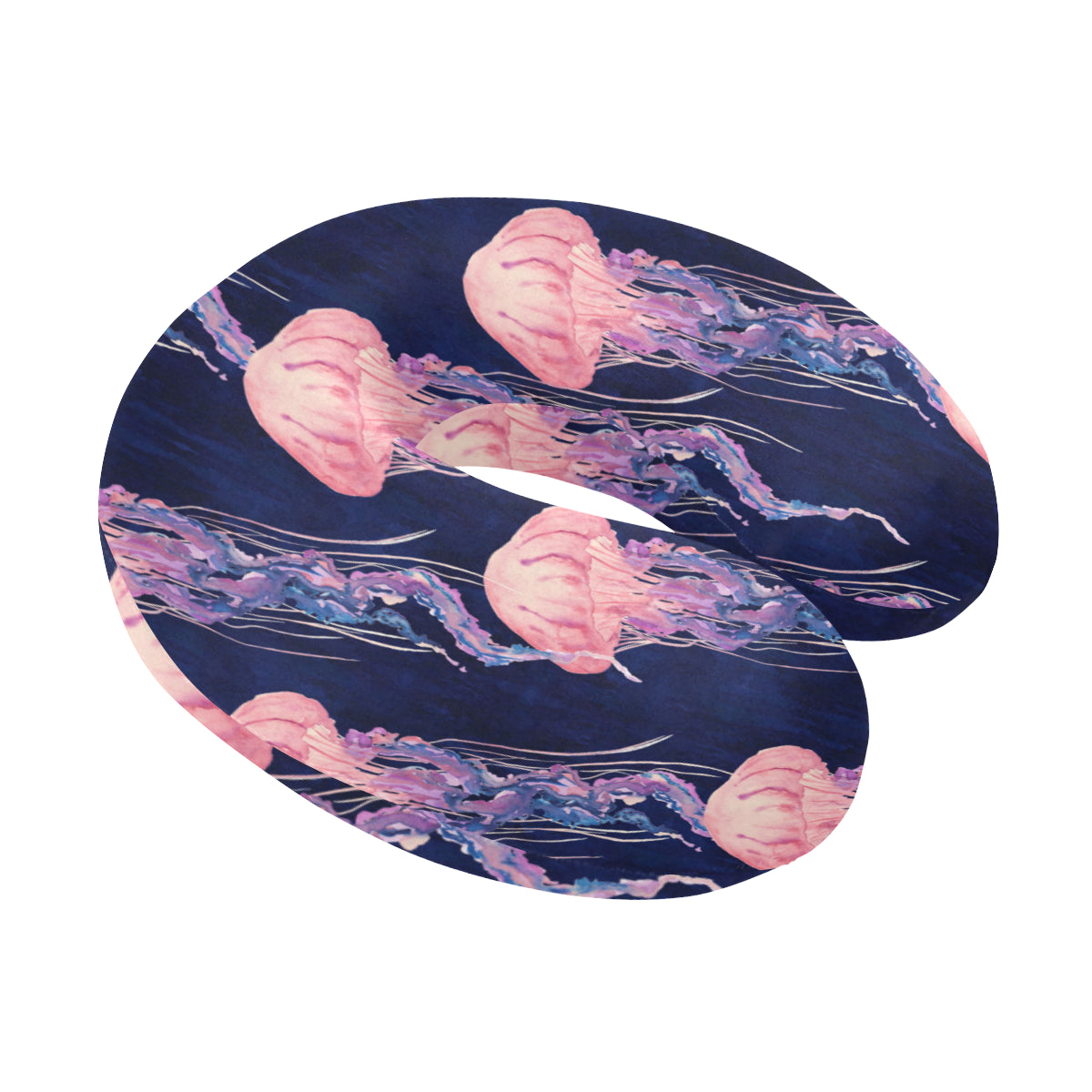 Jellyfish Pattern Print Design 03 U-Shaped Travel Neck Pillow