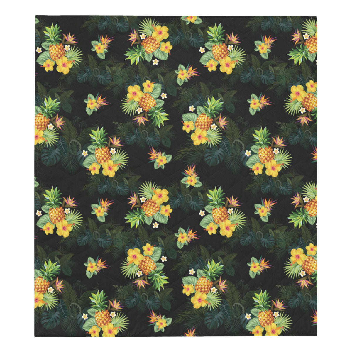 Pineapple Tropical Flower Print Pattern Premium Quilt