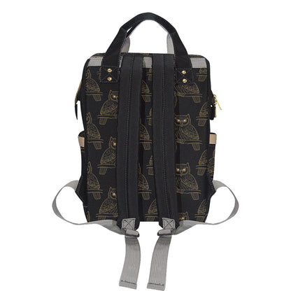 Gold Owl Pattern Diaper Bag Backpack