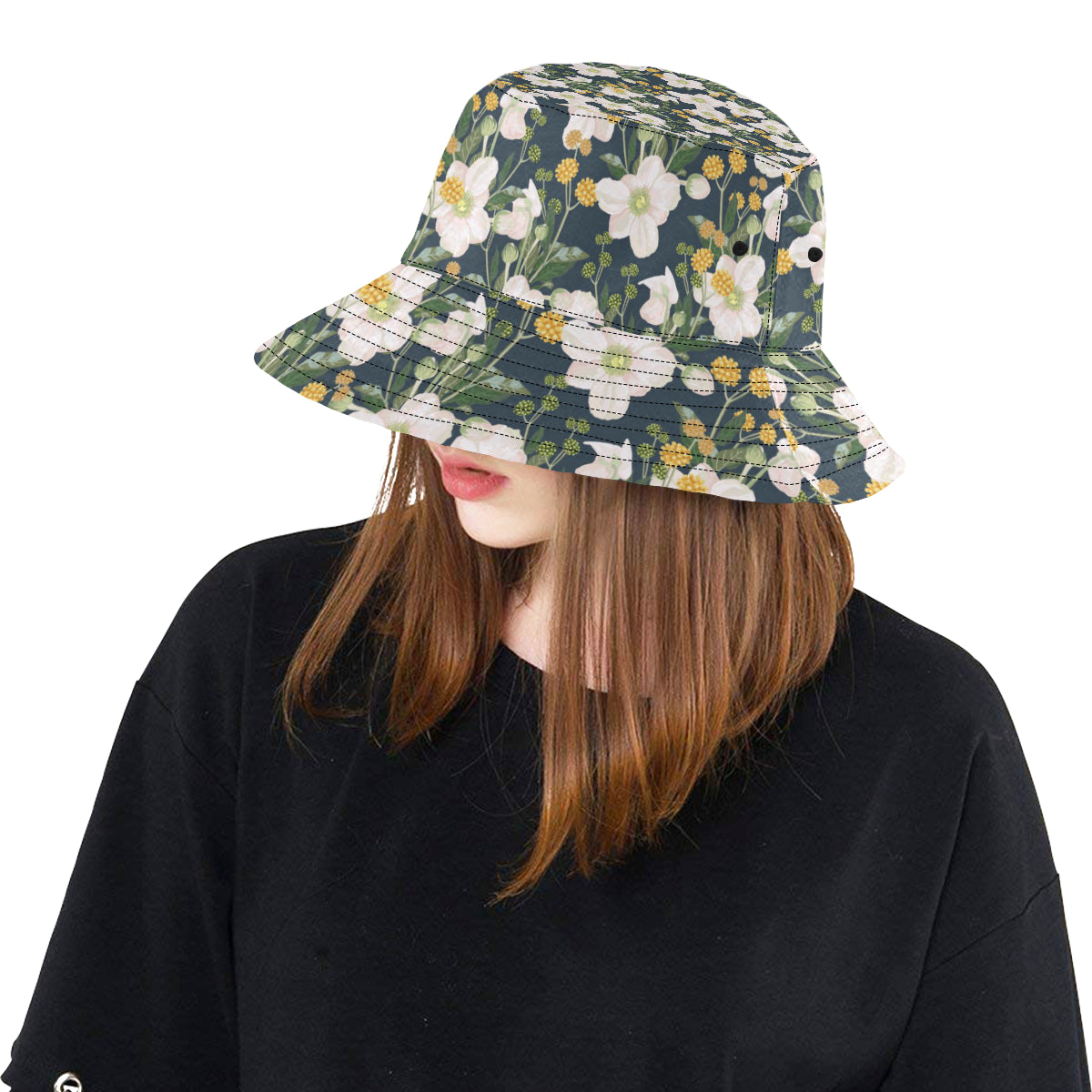Anemone Pattern Print Design AM04 Unisex Bucket Hat