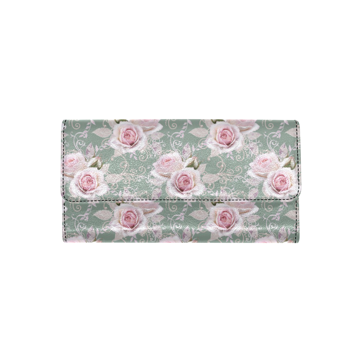 Rose White Pattern Print Design RO012 Women's Trifold Wallet