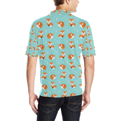 Fox Design Snow Print Pattern Men Polo Shirt