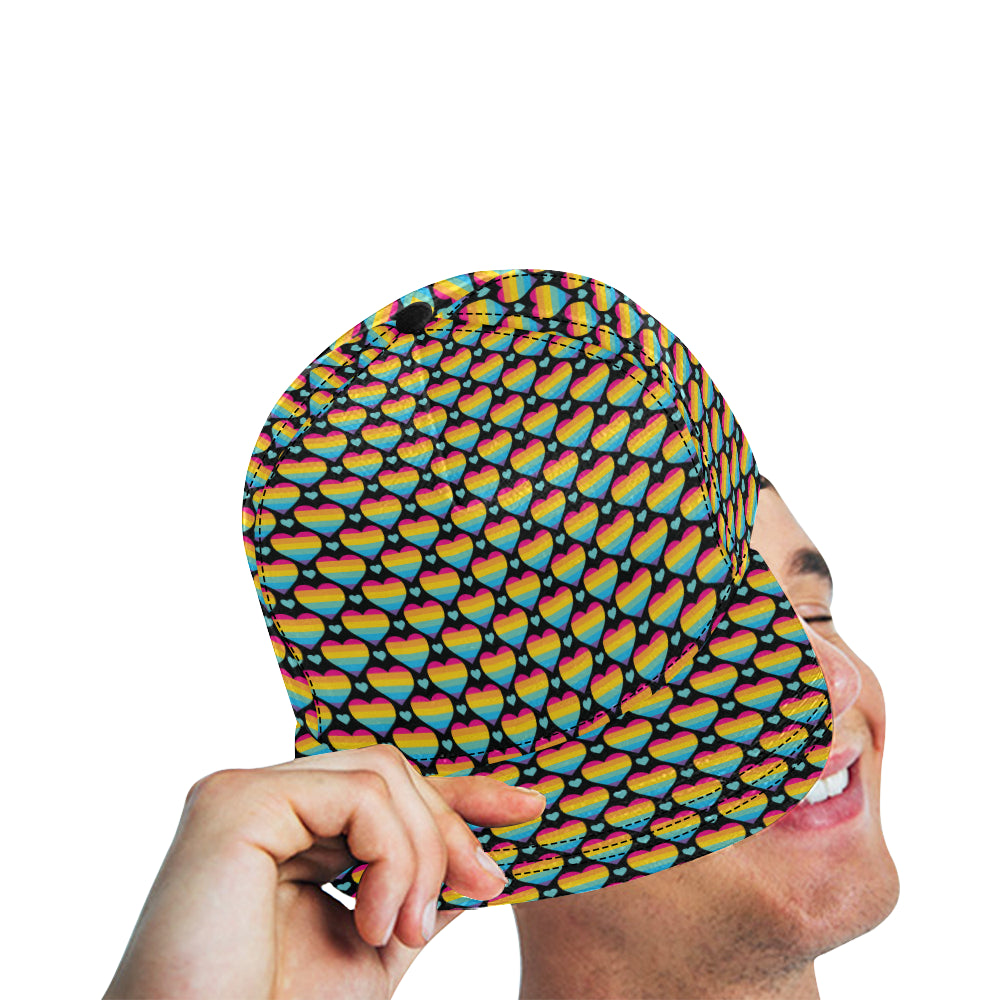 Rainbow Heart Print Pattern Snapback Cap