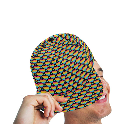 Rainbow Heart Print Pattern Snapback Cap
