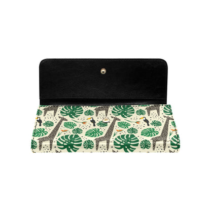 Rainforest Giraffe Pattern Print Design A02 Women's Trifold Wallet