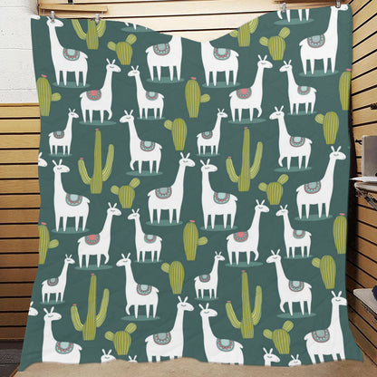 Llama Cactus Pattern Print Design 02 Premium Quilt