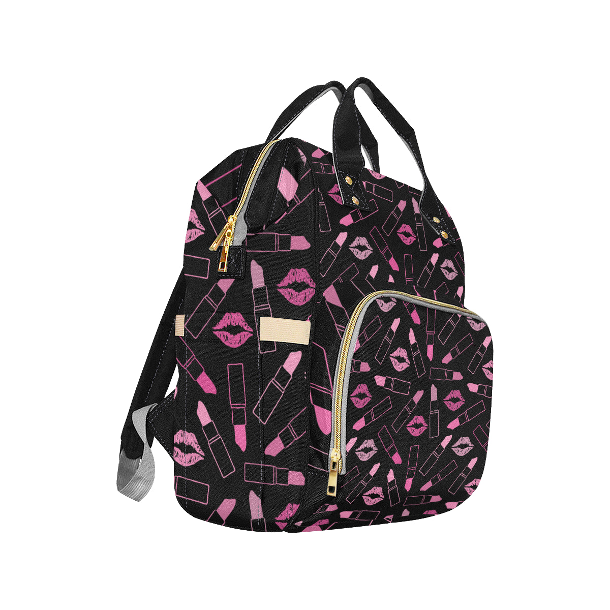 Lipstick Pink Pattern Print Design 01 Diaper Bag Backpack
