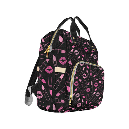 Lipstick Pink Pattern Print Design 01 Diaper Bag Backpack