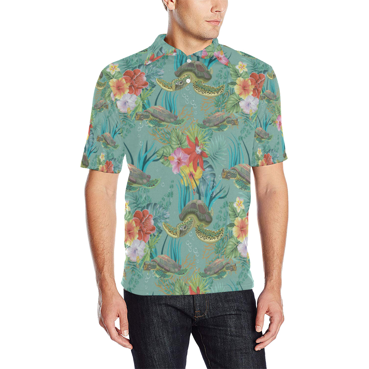 Sea Turtle Pattern Print Design T012 Men Polo Shirt