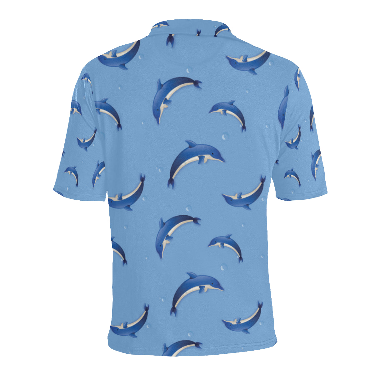 Dolphin Blue Print Men Polo Shirt