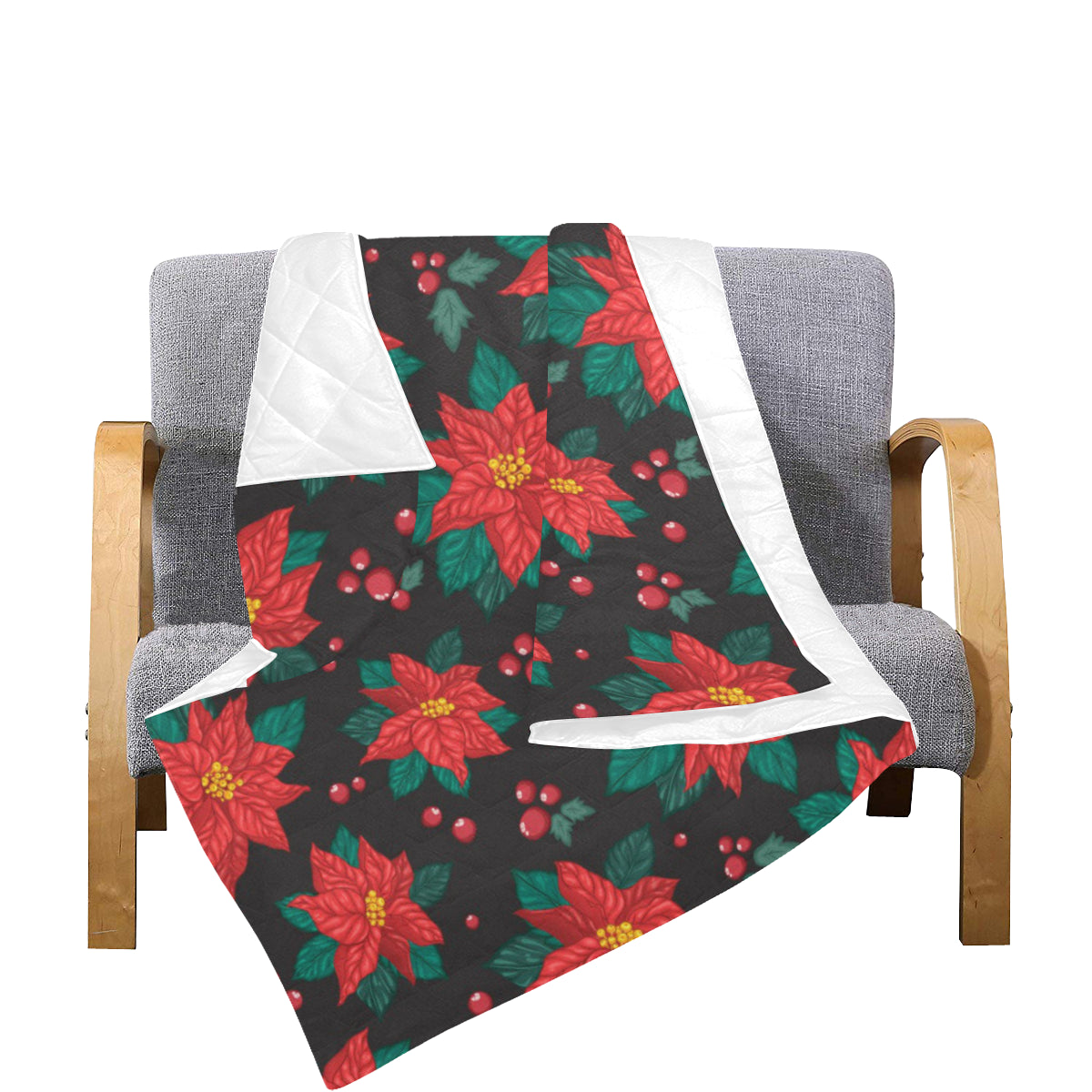 Poinsettia Pattern Print Design POT07 Premium Quilt