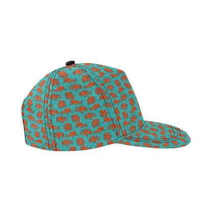 Octopus Cartoon Design Print Themed Snapback Cap