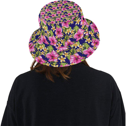 Pink Hibiscus Pattern Print Design HB027 Unisex Bucket Hat