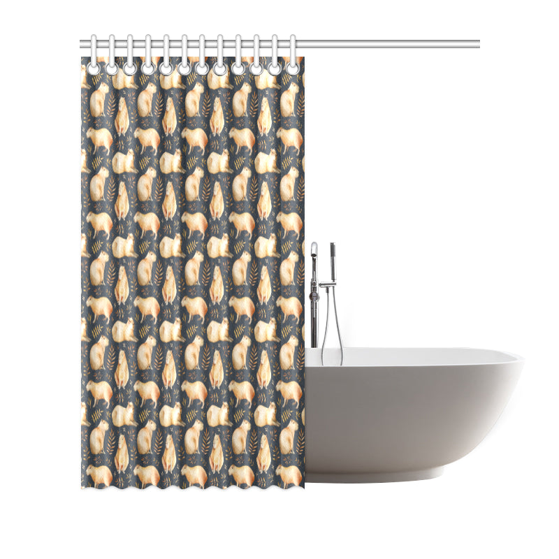 Capybara Pattern Print Design 02 Shower Curtain