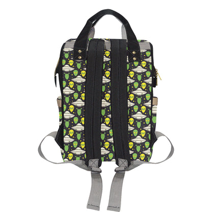 Alien UFO Pattern Diaper Bag Backpack