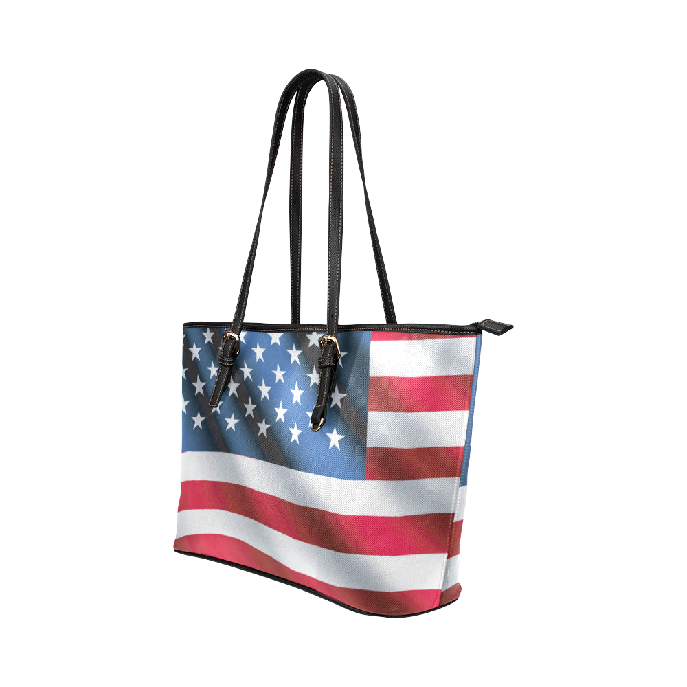 American flag Classic Leather Tote Bag